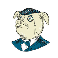 Mister Pig Monocle Drawing