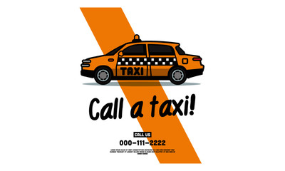 Call A Taxi Sedan Cab Vector Illustration