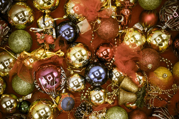 Christmas colorful decorations background.