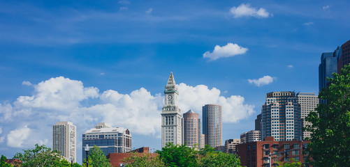 View of buildings and skycrapers in downtown Boston, in Boston, USA