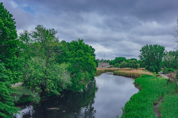 Fototapeta na wymiar Rivers and trees in Back Bay Fens, in Boston, USA