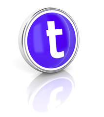 Obraz premium t icon on glossy blue round button