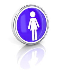 Woman icon on glossy blue round button