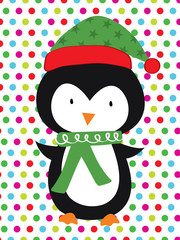 cute penguin christmas greeting card