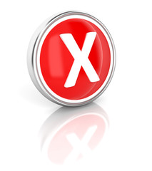Obraz premium X icon on glossy red round button