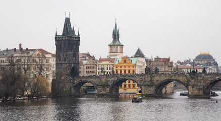 Fototapeta na wymiar Charles Bridge (day) in Prague, Czech Republic