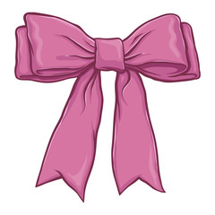 Pink Bow Ribbon Hand Drawing