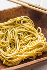 Uncooked instant chinese noodles.