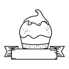 delicious cupcake sweet with ribbon frame