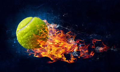 Tennis ball in fire