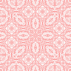 Classic seamless pattern. Damask orient pink and white ornament. Classic vintage background