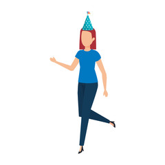 woman with party hat celebrating