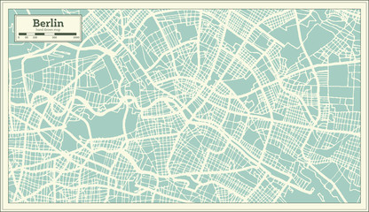 Berlin Germany City Map in Retro Style. Outline Map. - obrazy, fototapety, plakaty