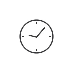 Wall clock outline icon. linear style sign for mobile concept and web design. Watch simple line vector icon. Time symbol, logo illustration. Pixel perfect vector graphics