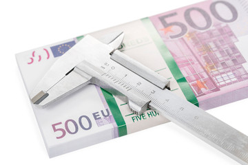 european money and caliper