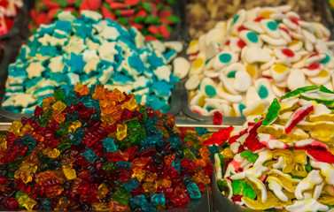 Fototapeta na wymiar Gummi candy pile at the store