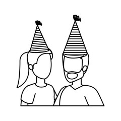 young couple with party hat