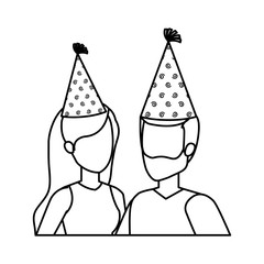 young couple with party hat