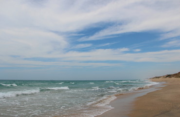 photo of the seashore in Israel, Mediterranean Sea, summer