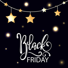 Black Friday Sale illustration for social media banner, ad, newsletter, poster, flyer, website. Typographic vector design