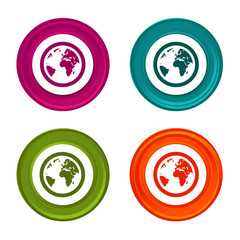 Globe Earth icons. Planet signs. World symbol. Colorful web button with icon.