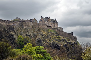 Fototapeta na wymiar The ancient fortress on the Castle Rock in the center of the Scottish capital - Edinburgh.