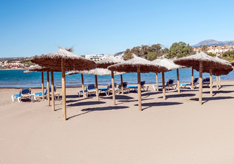 Umbrellas on a beach in Andalusia