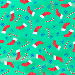 Pattern New Year Christmas watercolor