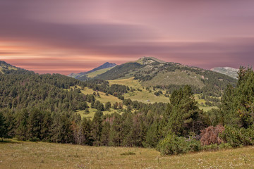 Mountains of aran valley during sunrise, Lleida