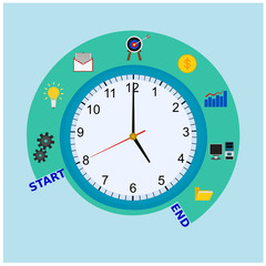 Clock equipment display business time process concepts , vector icon