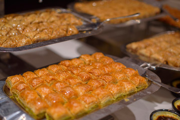 Turkish baklava on the buffet