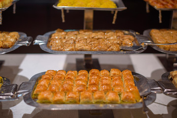 Turkish baklava on the buffet