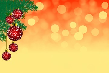 Christmas theme with red ornaments and bokeh background