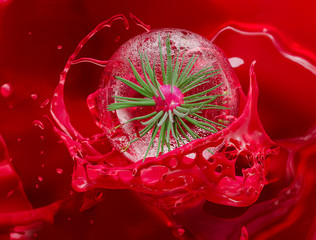 Free radicals are spread in the bloodstream.3D illustration