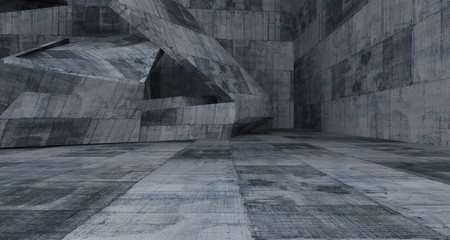 Abstract white and concrete interior. 3D illustration and rendering.