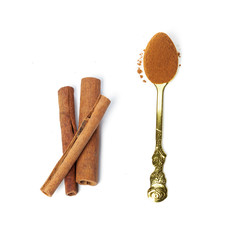 Cinnamon sticks isolated on white background