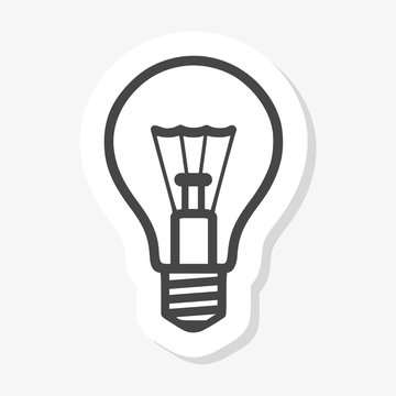 Light bulb sticker in white background 