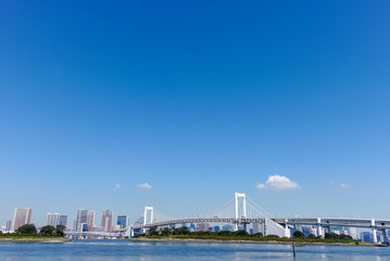 Tokyo skyline view :odaiba rainbow bridge 