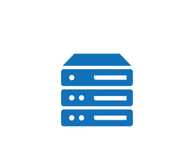 Modern Data Server or Hosting blue icon for web, app and more