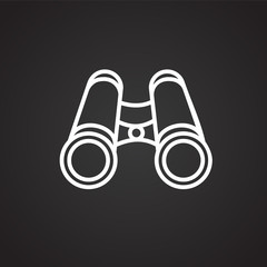 Beach binocular thin line on black background icon