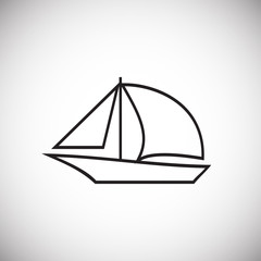 Boat with sail thin line on white background icon