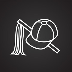 Horse riding equipment thin line on black background icon