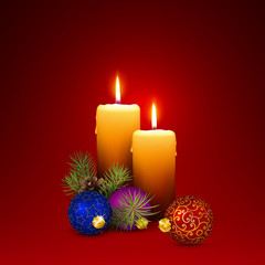 Vector Candlelights - Blank Christmas Greeting Card Template with Two Candles