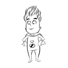 Super Hero Black and White Children Vector Illustration