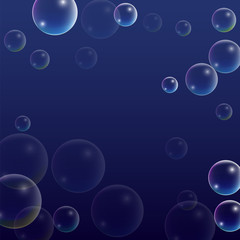 ubble with Hologram Reflection. Set of Realistic Water or Soap Bubbles for Your Design.
