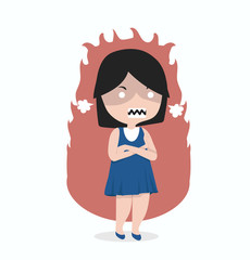 Small girl angry  standing with arms folded