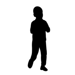 vector, isolated, simple silhouette of a little boy