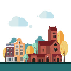 Fototapeta premium Flat Design Urban Landscape Illustration