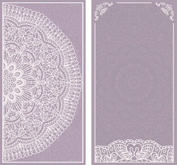 Wedding invitation card with lace pattern, greeting card design, beautiful luxury postcard, ornate brochure page cover, vector abstract geometric background