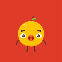 Obraz premium Orange Mascot with a Pig Nose